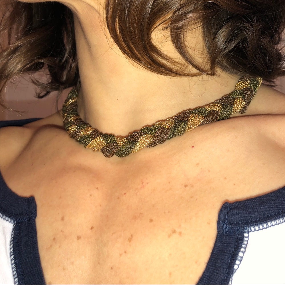 Multi chain braided chain necklace choker
